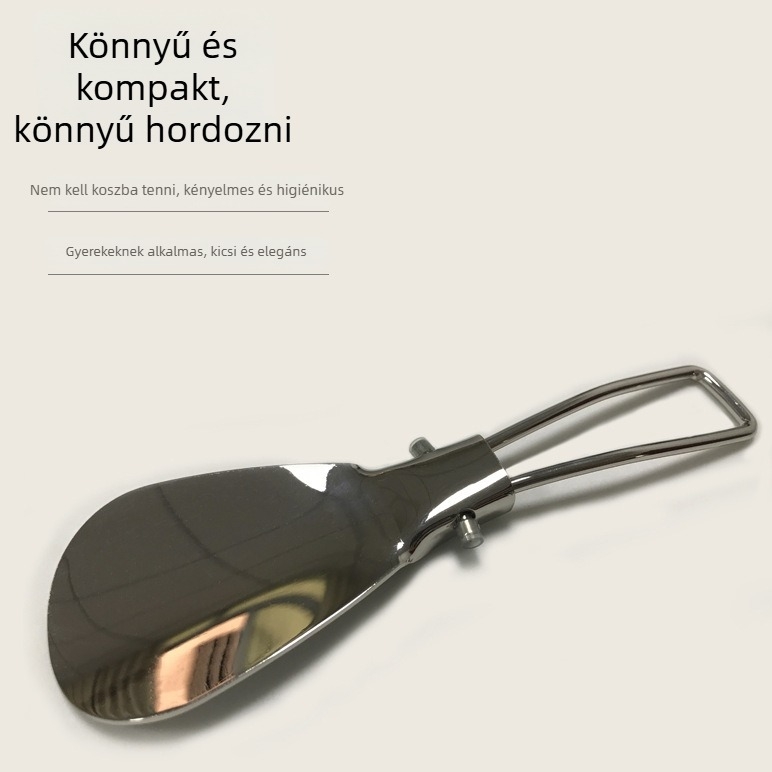 Short stainless steel shoehorn, portable, all-season use