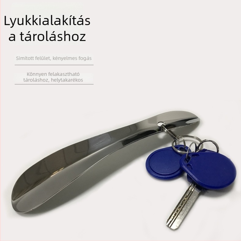 Short stainless steel shoehorn, portable, all-season use