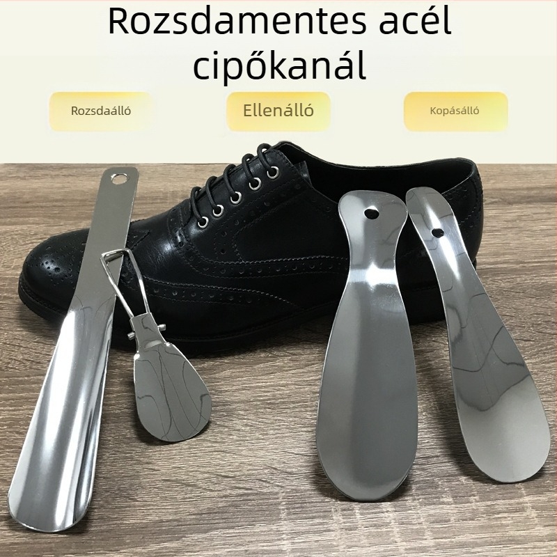 Short stainless steel shoehorn, portable, all-season use