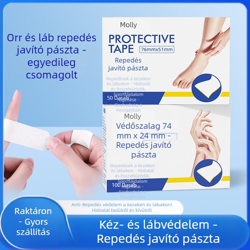 Légáteresztő repedt bőrt javító tapasz kézre és lábra, textil Band-Aid, csúszásmentes funkció, 2 éves eltarthatóság, univerzális használat, egyedi csomagolásban