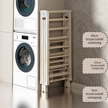 Padlón álló ruhaszárító állvány, mobil, szárny alakú, szénacél, összecsukható