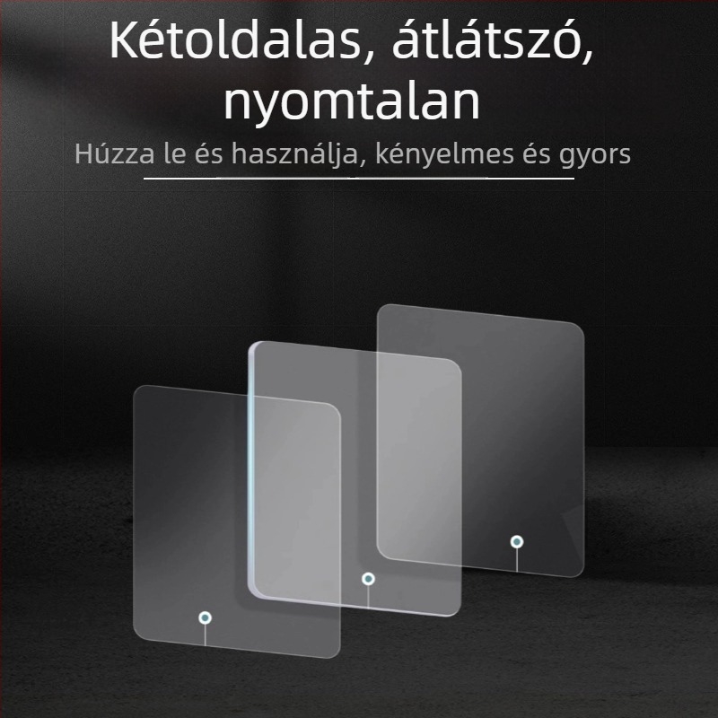 Átlátszó akril nano szalag, kétoldalas ragasztó, erős tapadás, nyom nélkül eltávolítható, ideális kábelek, autópadlók és csúszásmentes felületek rögzítésére.