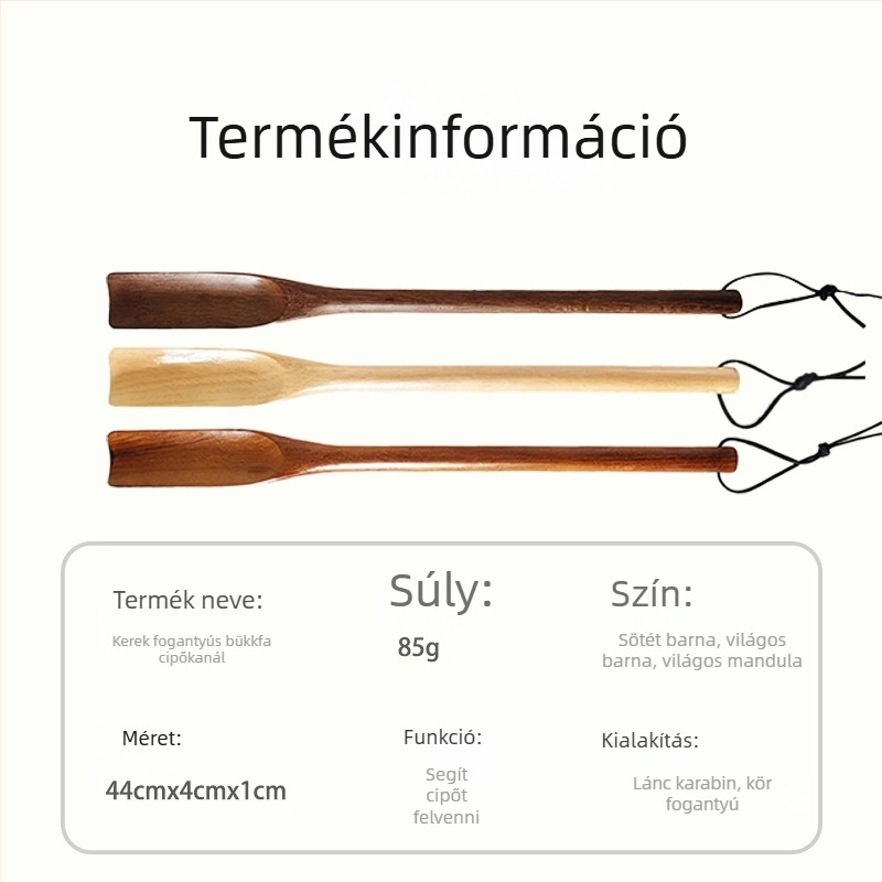 Fából készült bükk cipőkanál egyenes nyele – Modell Xd-344, idős és várandós nők számára, mind a négy évszak, hosszú nyél a háztartási használathoz
