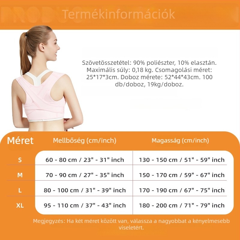 Nyitott vállú testtartás-korrekciós öv, uniszex, Y02 modell, Pulan's, FDA tanúsítvány