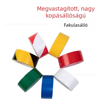 PVC fekete-sárga figyelmeztető szalag padlójelölésre, csúszásmentes és fényvisszaverő, zebraátkelés minta
