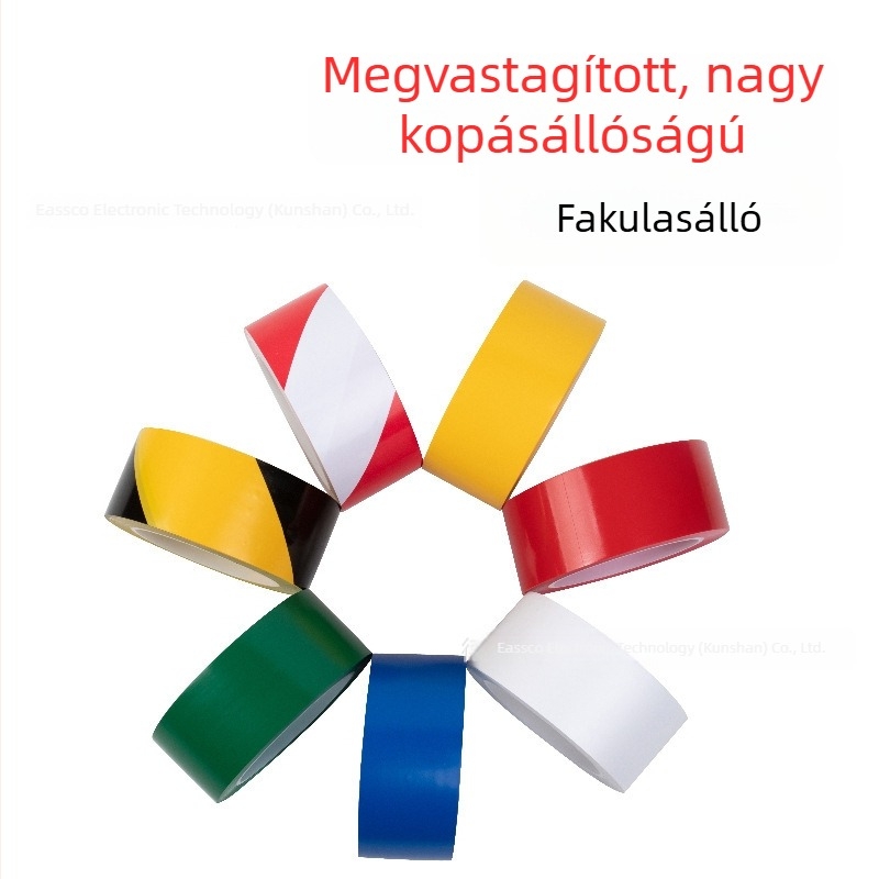 PVC fekete-sárga figyelmeztető szalag padlójelölésre, csúszásmentes és fényvisszaverő, zebraátkelés minta