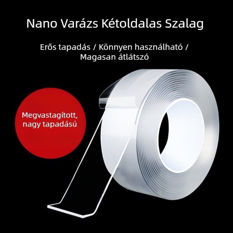 Nano dupla oldalú ragasztó, erős tapadással, átlátszó, vízálló, csúszásmentes, magas hőmérséklet-állóságú matrica