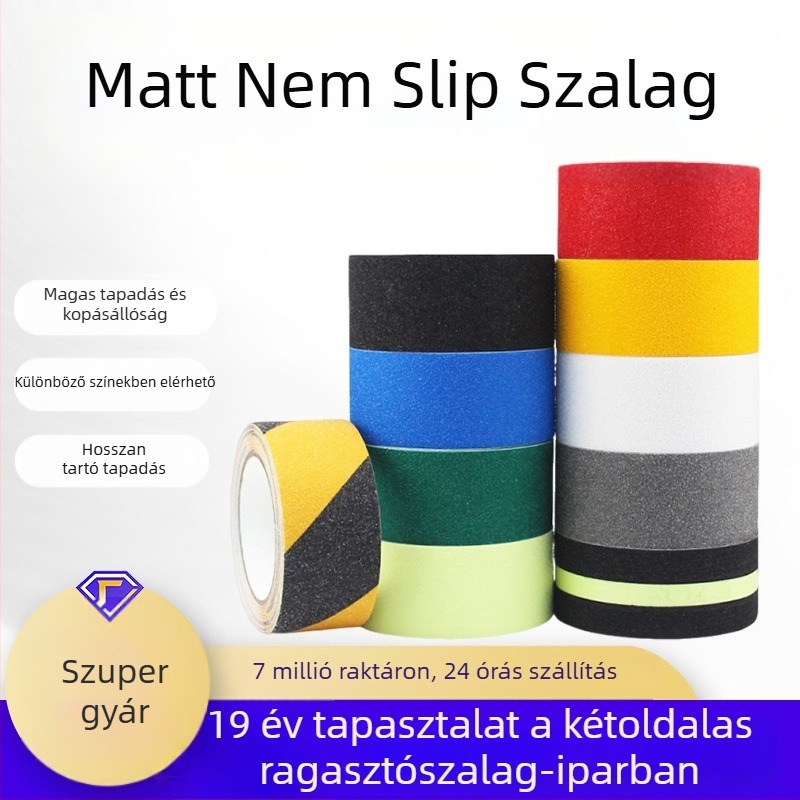 PVC csúszásmentes szalag lépcsőkhöz – 80 µm, szemcsés felület, polipropilén ragasztórendszer, Anti-Slip Tape sorozat, hossz és szélesség személyre szabható