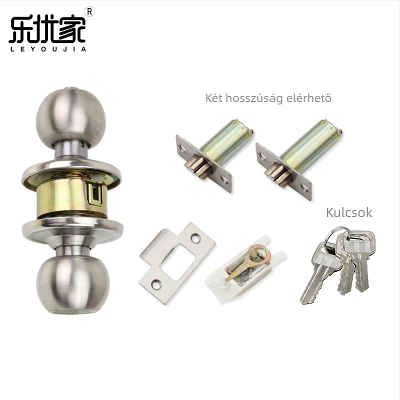 Kulcs nélküli belső ajtó gömb alakú zár, 304 rozsdamentes acél rézmaggal, modell 587/5831, fa ajtókhoz, fürdőszobához és szobákhoz, Le Youjia