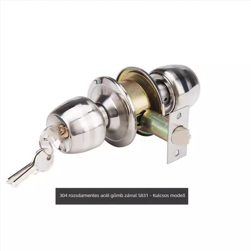 Kulcs nélküli belső ajtó gömb alakú zár, 304 rozsdamentes acél rézmaggal, modell 587/5831, fa ajtókhoz, fürdőszobához és szobákhoz, Le Youjia