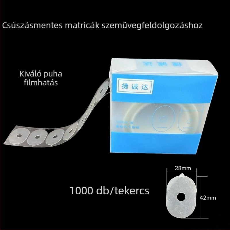 Szemüveg lencse feldolgozási csúszásmentes ragasztószalag – átlátszó egyoldalas szalag, PE alap, PVC mag, magas tapadás, -20°C-től 120°C-ig