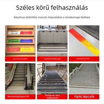 PVC csúszásmentes lépcső padlófigyelmeztető matrica, kopásálló, vízálló, laminált HD nyomtatás, méret 10×60 cm
