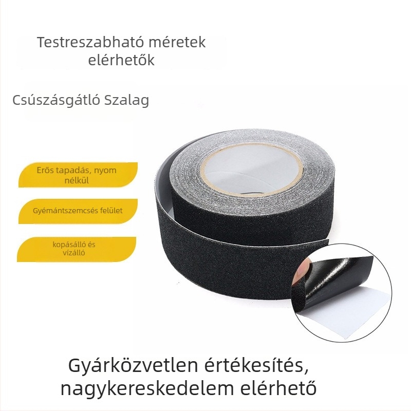 Csúszásmentes lépcsőfok matrica gyémánt szemcsés felülettel, kopásálló, nagy súrlódású, PVC öntapadó hátoldallal