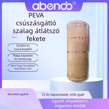 PEVA átlátszó fekete egyoldalas anti-slip szalag fürdőszobára – 1.21 m széles x 150 m hosszú tekercs, textúrák: lychee, masonry, gravel