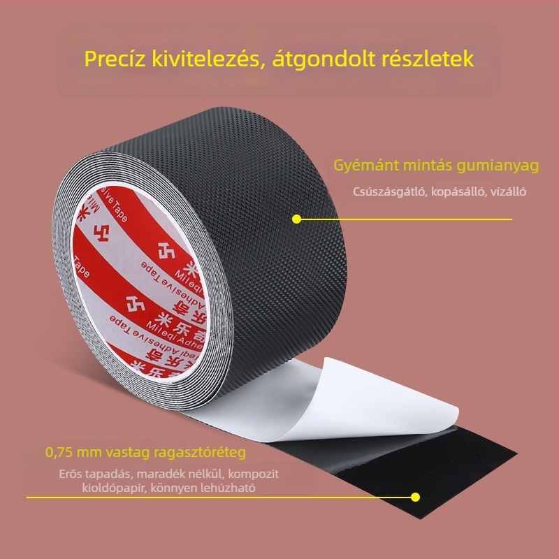 Mileqi gyémánt mintás kopásálló gumi szállítószalag javítócsík, csúszásmentes felület (szélesség 25/50/100 mm, hossz 1/2/5 m)