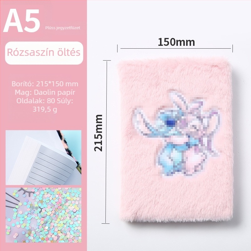 A5-ös plüss notesz jelszavas zárással, testreszabható, aranyos diáknapló