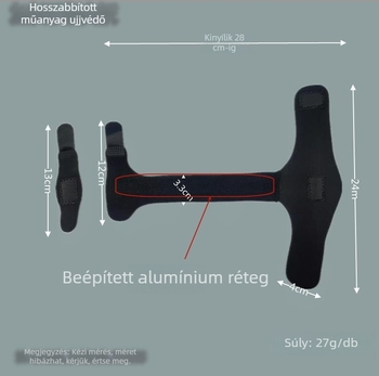 Hosszított műanyag ujjvédő sín rögzítő mechanizmussal, Nylon/SBR/Alumínium, minden évszakban használható, mindennapi cipőkhöz alkalmas