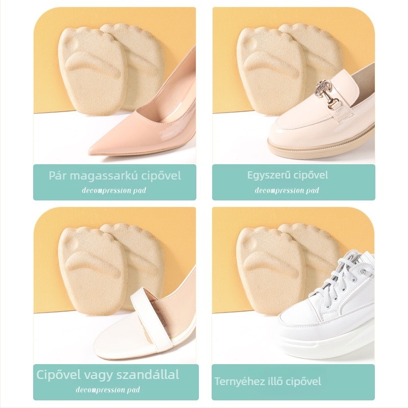 Szilikon előtalp párna magas sarkú cipőkhöz – fájdalomcsillapító, csúszásmentes talp, kompatibilis bőr cipőkkel, szandálokkal és másokkal; nyár, tavasz, ősz