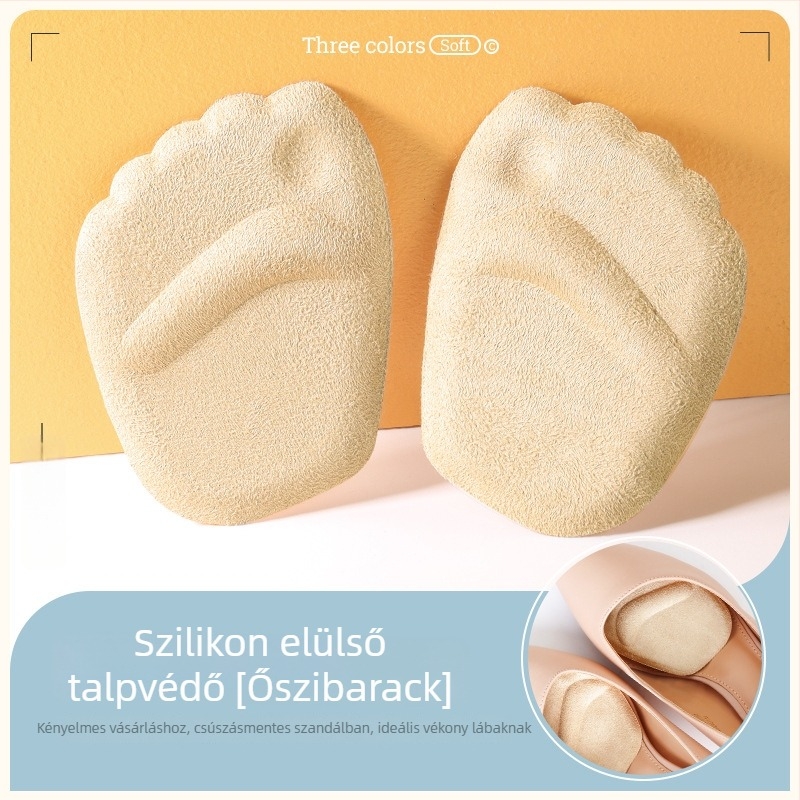 Szilikon előtalp párna magas sarkú cipőkhöz – fájdalomcsillapító, csúszásmentes talp, kompatibilis bőr cipőkkel, szandálokkal és másokkal; nyár, tavasz, ősz