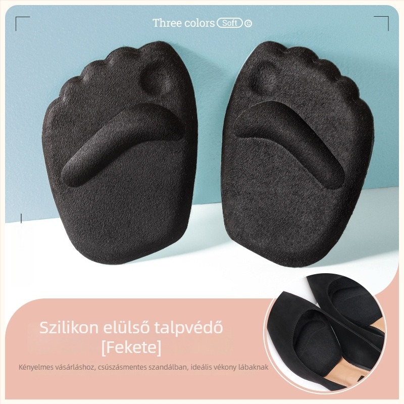 Szilikon előtalp párna magas sarkú cipőkhöz – fájdalomcsillapító, csúszásmentes talp, kompatibilis bőr cipőkkel, szandálokkal és másokkal; nyár, tavasz, ősz