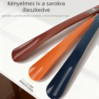 Hosszú nyelű cipőkanál, görbült halvége, műanyag