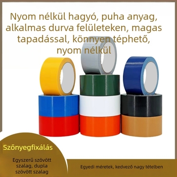 Textil alapú szalag szőnyegekhez, magas tapadással, hátoldali ragasztó, mag 76 mm, hőállóság 77/88