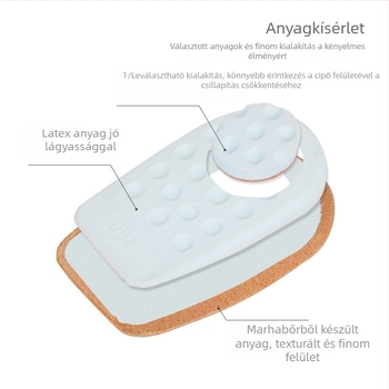 Leválasztható bőr sarokbetét, modell 054; vastag, puha sporttalpbetét; láthatatlan kopásvédő és ütéscsillapító hatású; alkalmas sportcipőkhöz, bőrcipőkhöz és hétköznapi lábbelikhez