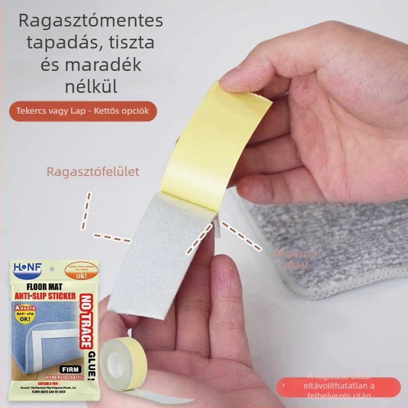 Háztartási szőnyeghez készült, eltávolítható ragasztóval ellátott csúszásmentes alátét