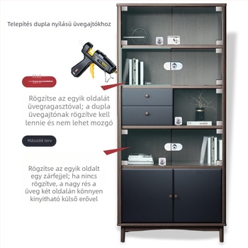 Üveges szekrényzár — modell 407/417; anyag: cinkötvözet; 5–8 mm-es üveghez illeszkedik; stílus: modern egyszerű
