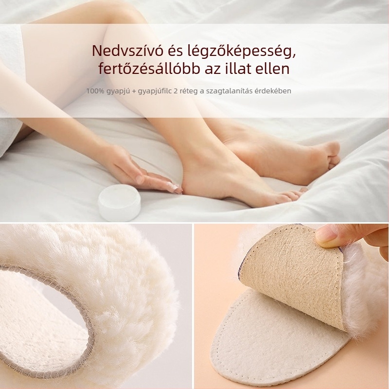 Juhbőr talpbetét, teljesen párnázott, meleg téli viselet, modell Wool 0521, uniszex