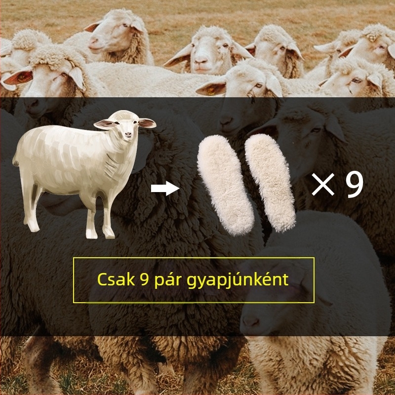Juhbőr talpbetét, teljesen párnázott, meleg téli viselet, modell Wool 0521, uniszex