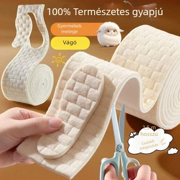 Gyerekeknek való gyapjú talpbetét, teljes talpbetét, téli meleg, nedvszívó és szagtalanító, unisex
