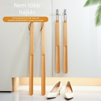 Masszív fa cipőhúzó hosszú fogantyúval, hosszított hossz, terhes nőknek és időseknek, otthoni használatra, márka Unique