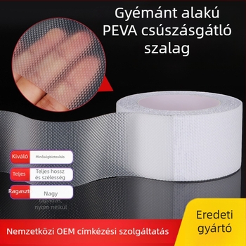 Peva csúszásmentesítő szalag fürdőszobába, diamant mintás és vízhullám lychee mintával; anyag: Peva gumi; vastagság: 0.8–1.3 mm; hőmérsékletállóság: -10…70 °C
