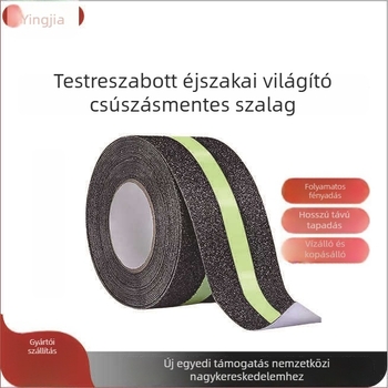 Fénnyel világító anti-slip szalag lépcsőkhöz, PET/PVC alap, 0,85 mm vastagság, akril ragasztó, -20–100°C hőmérséklet-tartomány