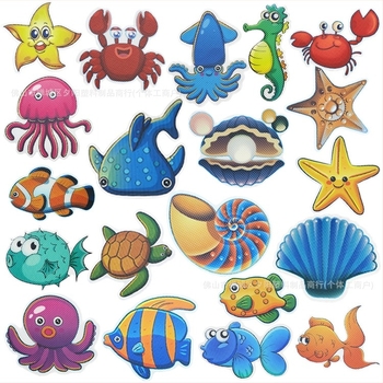 Sunset önadhéziós anti-slip matrica padlóra és falra, tengeri mesefigurás dizájn, gumialapú, 20 db/csomag, vastagság 0,8 mm