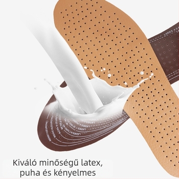 Lyukas latex belső talp, puha, lélegző, izzadság-elszívó, teljes hosszúságú talpbetét sportcipőkhöz és bőrtipusú cipőkhöz, uniszex