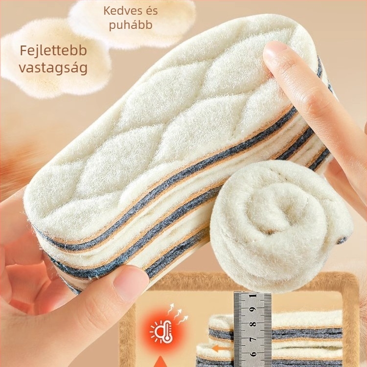 Gyermekeknek készült gyapjú-meleg talpbetét parafával – rendkívül puha fleece béléssel; vágásra alkalmas; alkalmas edzőcipő, bőr cipő és csizma téli és őszi időszakokra