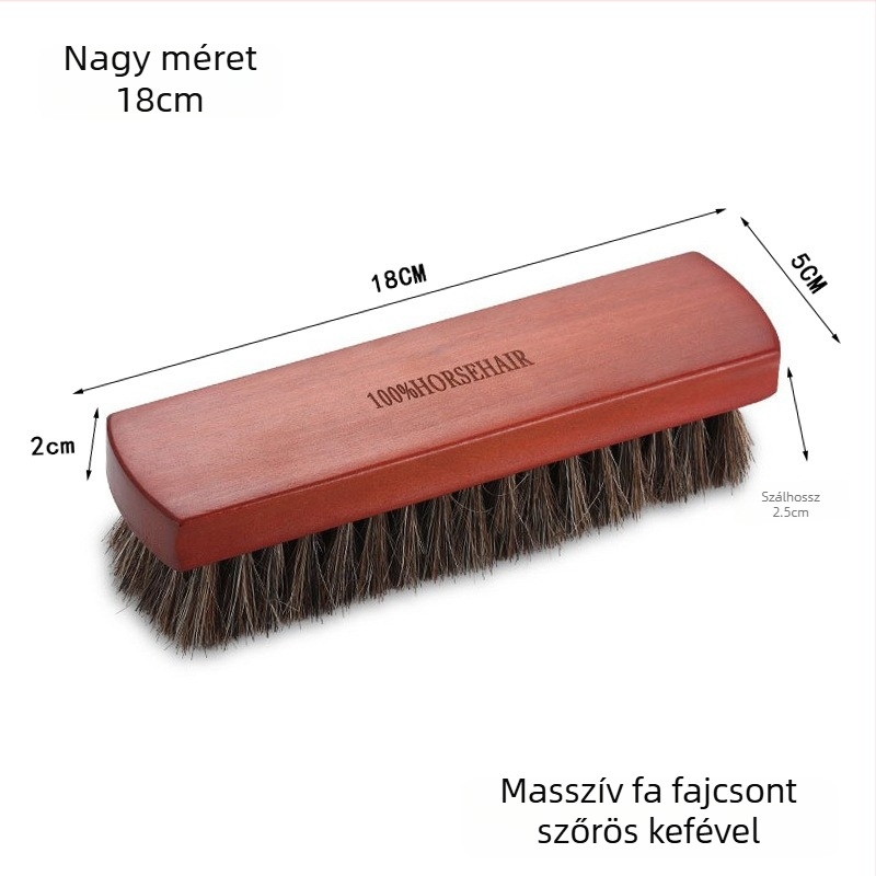 Cipőtisztító ecset fa fogantyúval, lófaros sörtékkel bőr és velúr cipők fényesítésére és tisztítására, dezinfekció, 100 darabos doboz