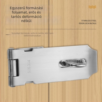 Rozsdamentes acél zárólemez 90°-os derékszögű, összecsukható zár anti-tolvaj ajtókhoz szekrényeknek és szobáknak, modell Yc-stainless steel lock plate, anyag 304/201