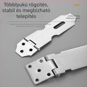 Rozsdamentes acél zárólemez 90°-os derékszögű, összecsukható zár anti-tolvaj ajtókhoz szekrényeknek és szobáknak, modell Yc-stainless steel lock plate, anyag 304/201