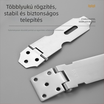 Rozsdamentes acél zárólemez 90°-os derékszögű, összecsukható zár anti-tolvaj ajtókhoz szekrényeknek és szobáknak, modell Yc-stainless steel lock plate, anyag 304/201