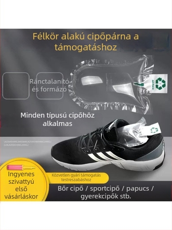 Cipőtágító töltőzsákok — megerősített stílus, hagyományos stílus és új megerősített modell; Mennyiségek: 100, 1000, 5000, 10000 db