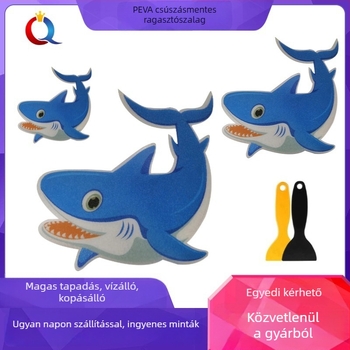 PEVA fürdőszobai önadhéziós anti-slip matrica, cápa-kavics mintával, sima felületekre, 0,8 mm vastagság