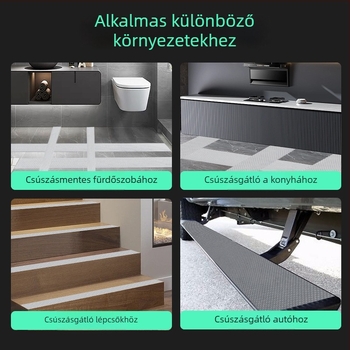 PVC csúszásmentes szalag fürdőszobába és konyhába - ragasztó gumi alapú, 0.8 mm vastagság, magas viszkozitás, nedves felületekre, -10°C-tól 60°C-ig