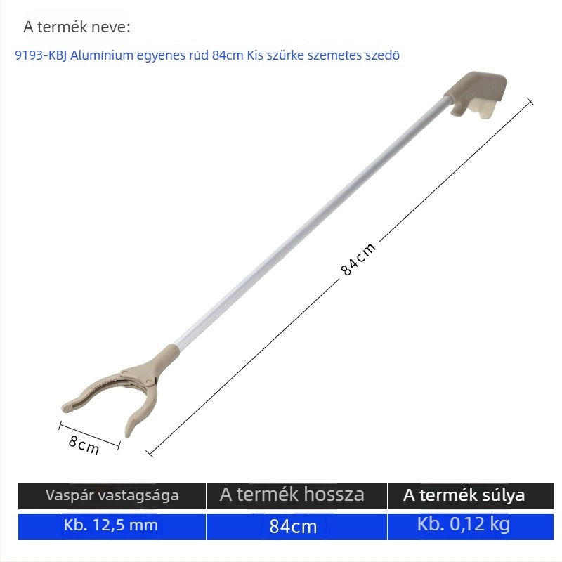 Hosszú nyeletű, többfunkciós cipőfelhúzó és hulladékklipsz eszköz (anyag: fém + műanyag; tömeg: 0,14 kg; forma: hulladékklipsz; nem testreszabható)
