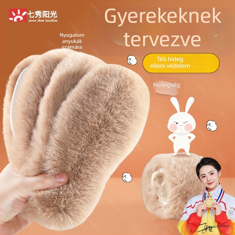 Gyerekek téli talpabetét – műnyúlszőrrel, meleg, nedvességelvezető és lélegző, uniszex, alkalmas sportcipőkhöz, bakancsokhoz, mindennapi és munkacipőkhöz