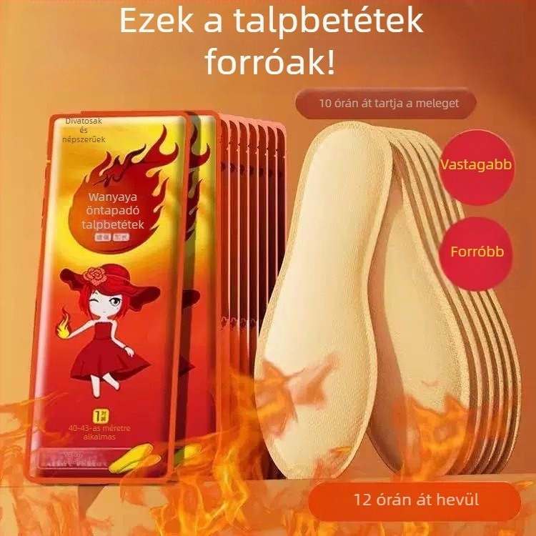 Önmelegítő talpbetétek nőknek és férfiaknak, járáshoz melegítő talpbetétek, téli 12 órás melegséggel, Modell 019
