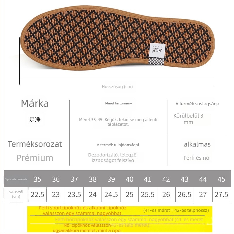 Talpbetét – Pamut, Dezodoráló, Teljes talpbetét, Modell 6619, Nyár/Tavasz/Ősz