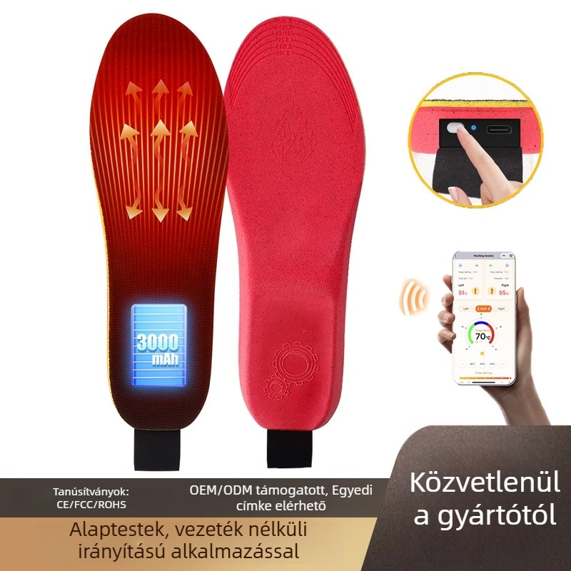 AMH10 PU fűtő talpbetét alkalmazással és kettős vezérléssel, USB töltés